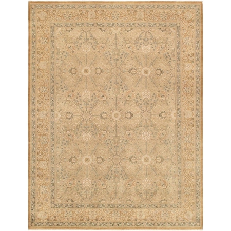 Wall-To-Wall Tabriz Collection Hand-Knotted Lambs Wool Area Rug, Yellow - 8 ft. 11 in. x 11 ft. 10 in. WA2461210